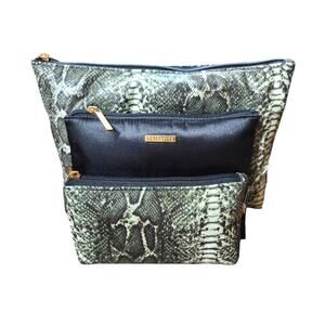 Celebrity cosmetic bag set of 3 snakeskin NEW